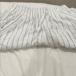 White Striped Drawstring Beach Pants